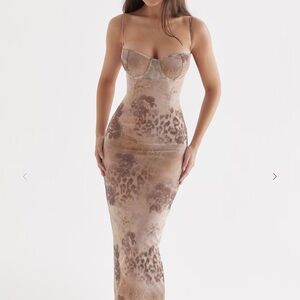 House of CB Brown Floral Maxi Dress